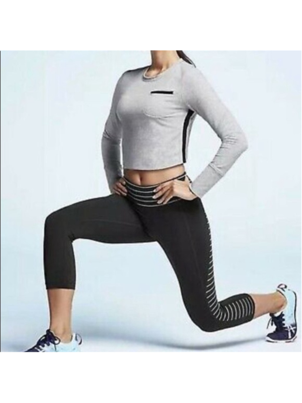 NWT Athleta Sentry Cropped Long Sleeve Sweatshirt Gray Size XXS Cotton